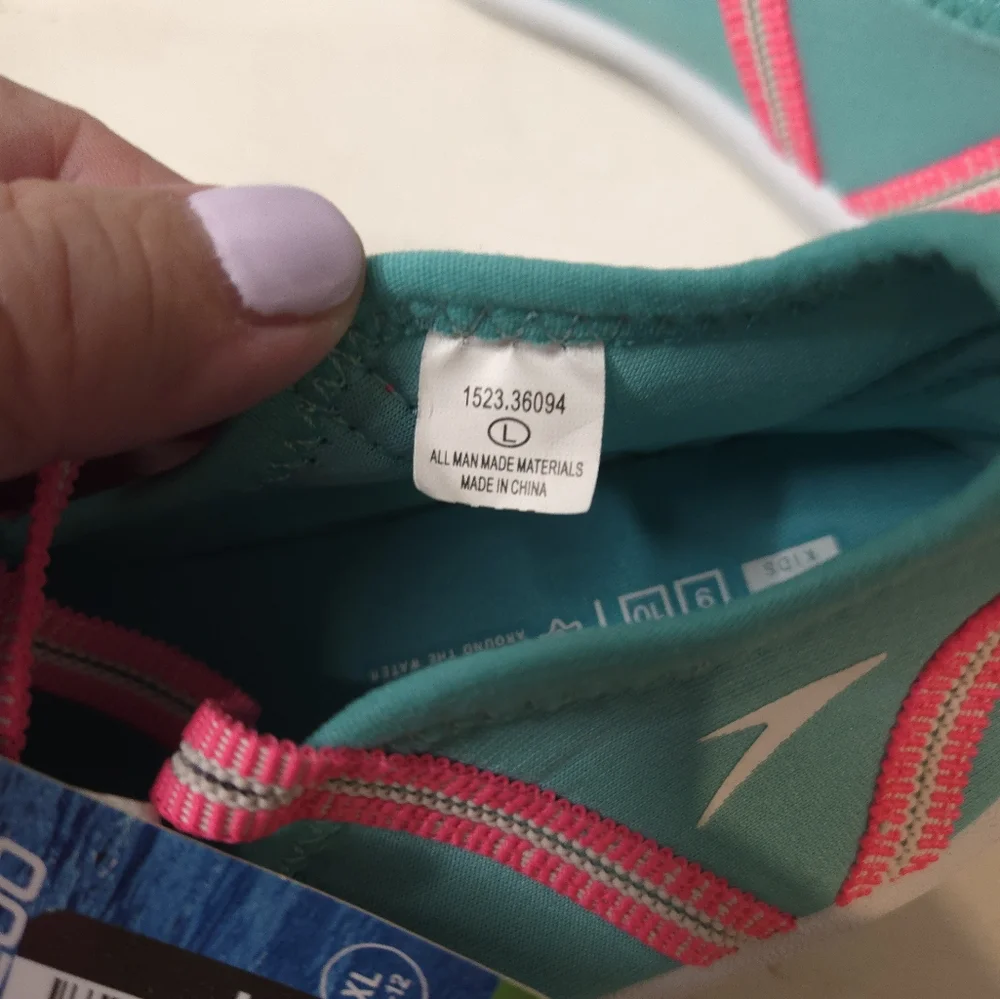 Speedo Toddler Girls' Mary Jane -Water Shoes- Turquoise/Aqua and Pink Size L NWT